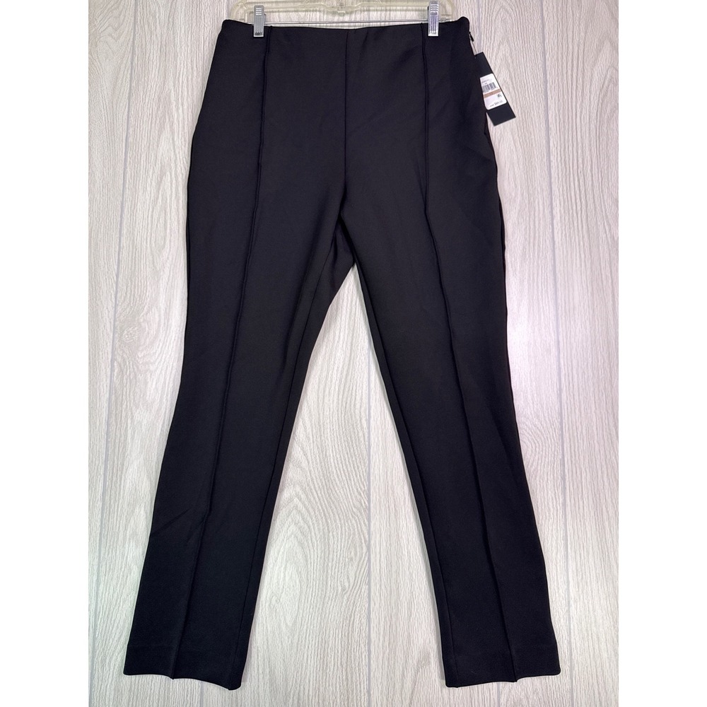 Donna Karan New York Pintuck Straight Leg Trousers Pants Size 12 In Black NWT
